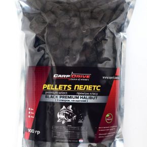 Пеллетс карповый, пеллет для рыбалки, пеллетс Carp Drive Black Premium Halibut ( с отверстием) 14 мм 900 гр.