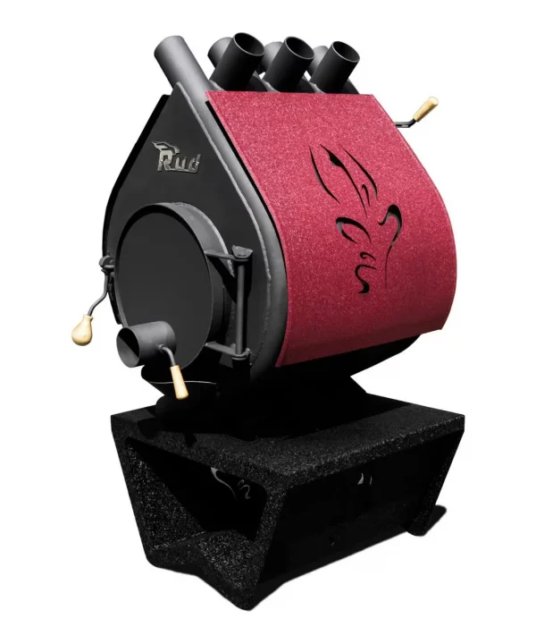 Отопительная конвекционная печь Rud Pyrotron Кантри 01 С обшивкой декоративной (бордовая)